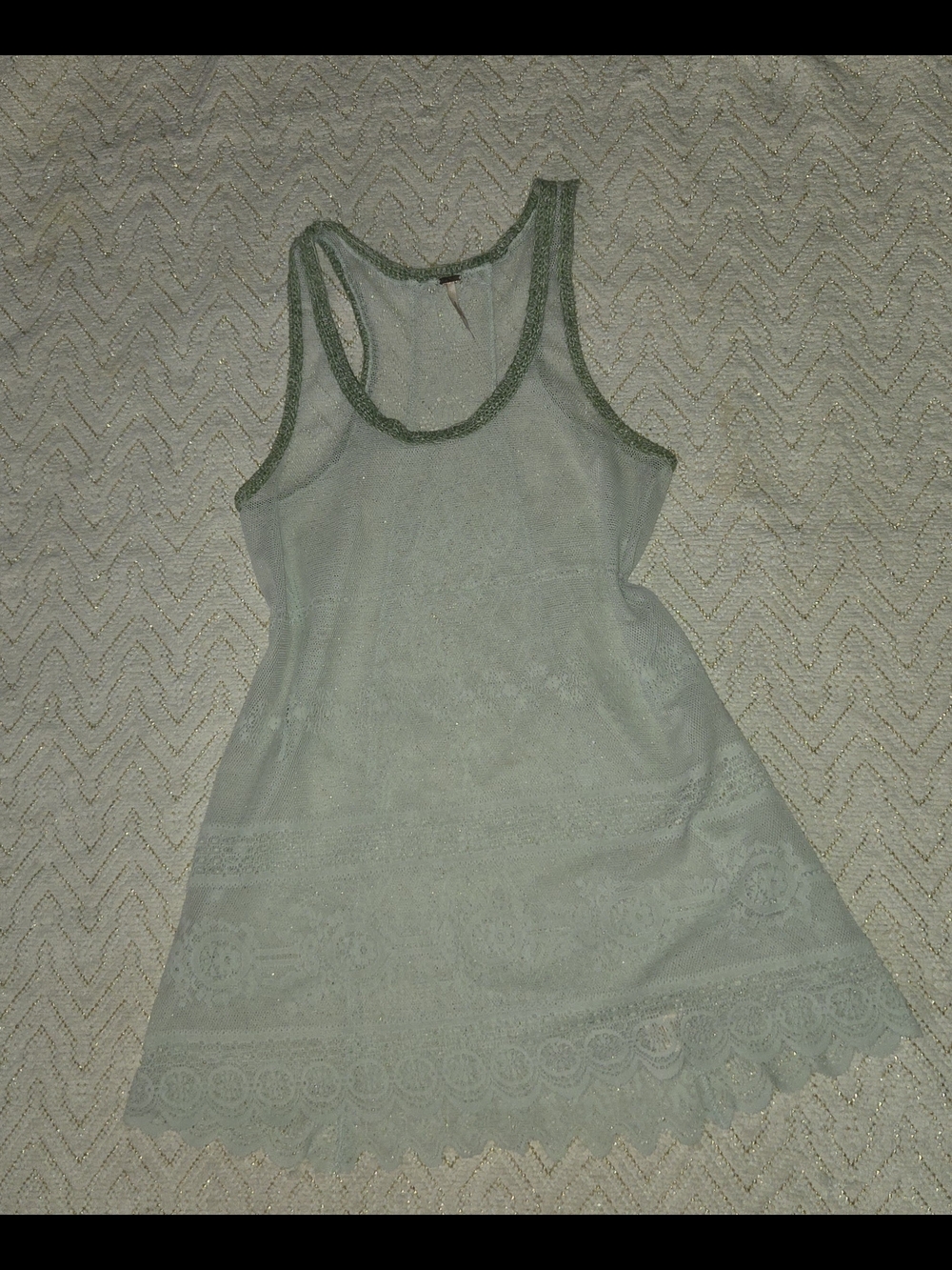 Free People Mint Green Lace Trim Tank Dress